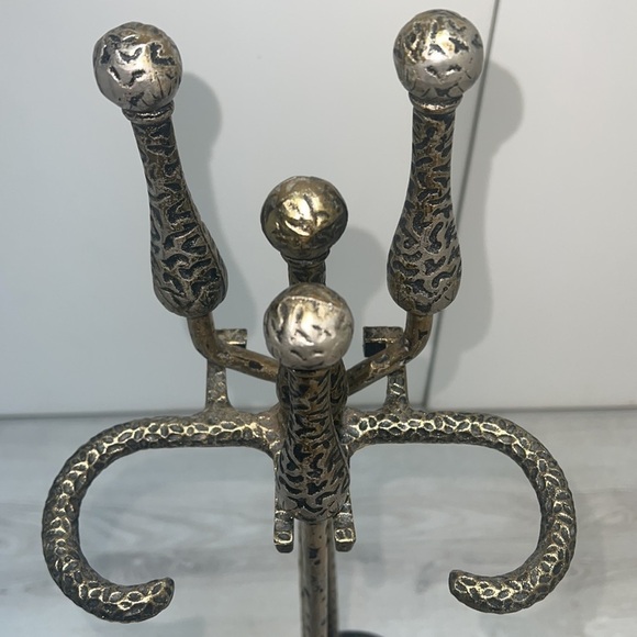 Vintage Adams Company Iowa Goldtone and Black Fireplace Tool Set - Picture 2 of 16